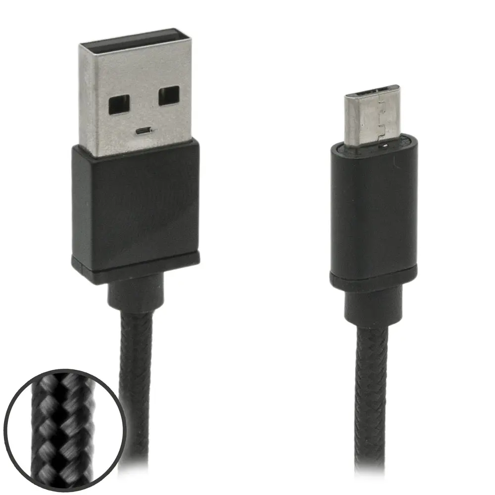 Data en laadkabel Micro USB  1,8m zwart