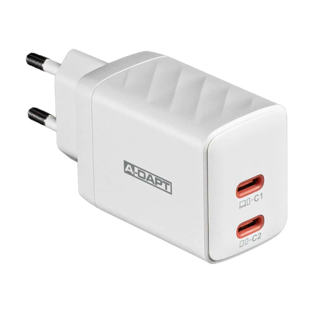 Chargeur domestique 45W 2x USB-C PD blanc