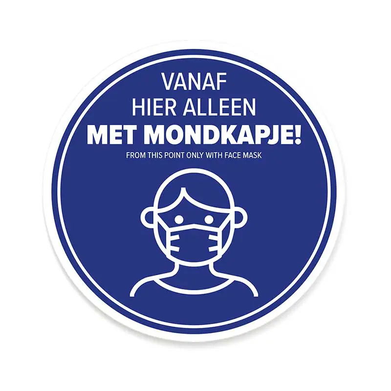Window / Floor sticker round blue "Mouth cap required"