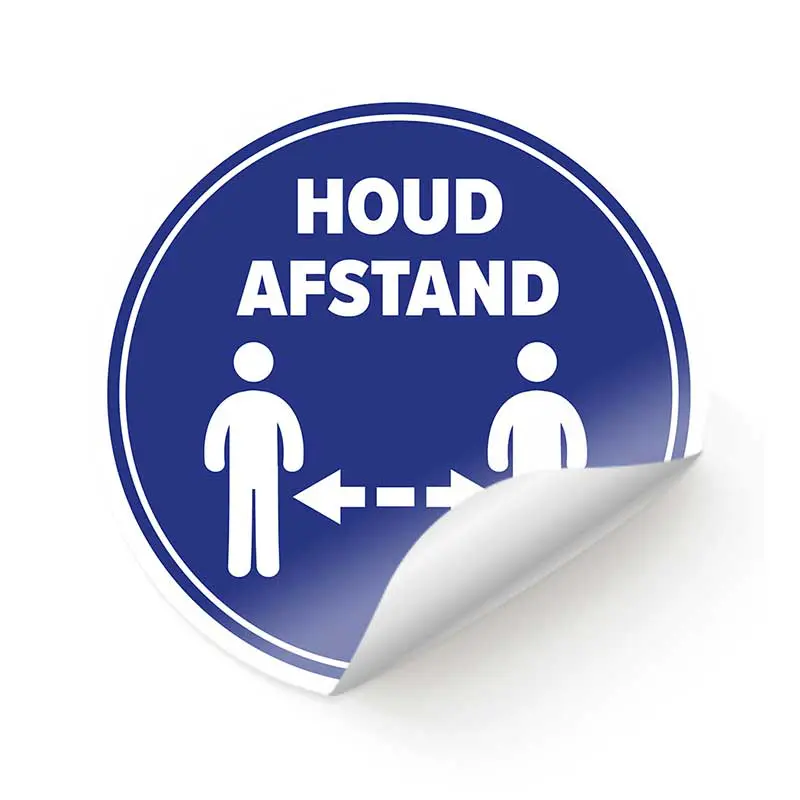 Fenster- / Bodenaufkleber rund blau "Abstand halten