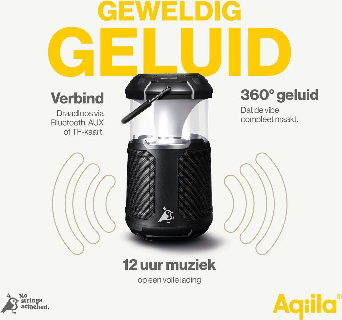 Aqiila Soundbird B10 3in1 Lamp, Speaker en Powerbank