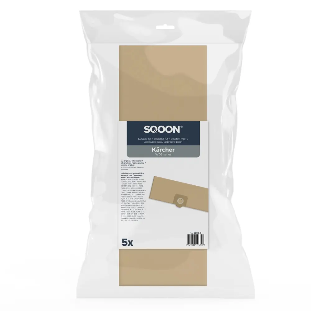 SQOON Vacuum Cleaner Bags suitable for Kärcher WD3 Series