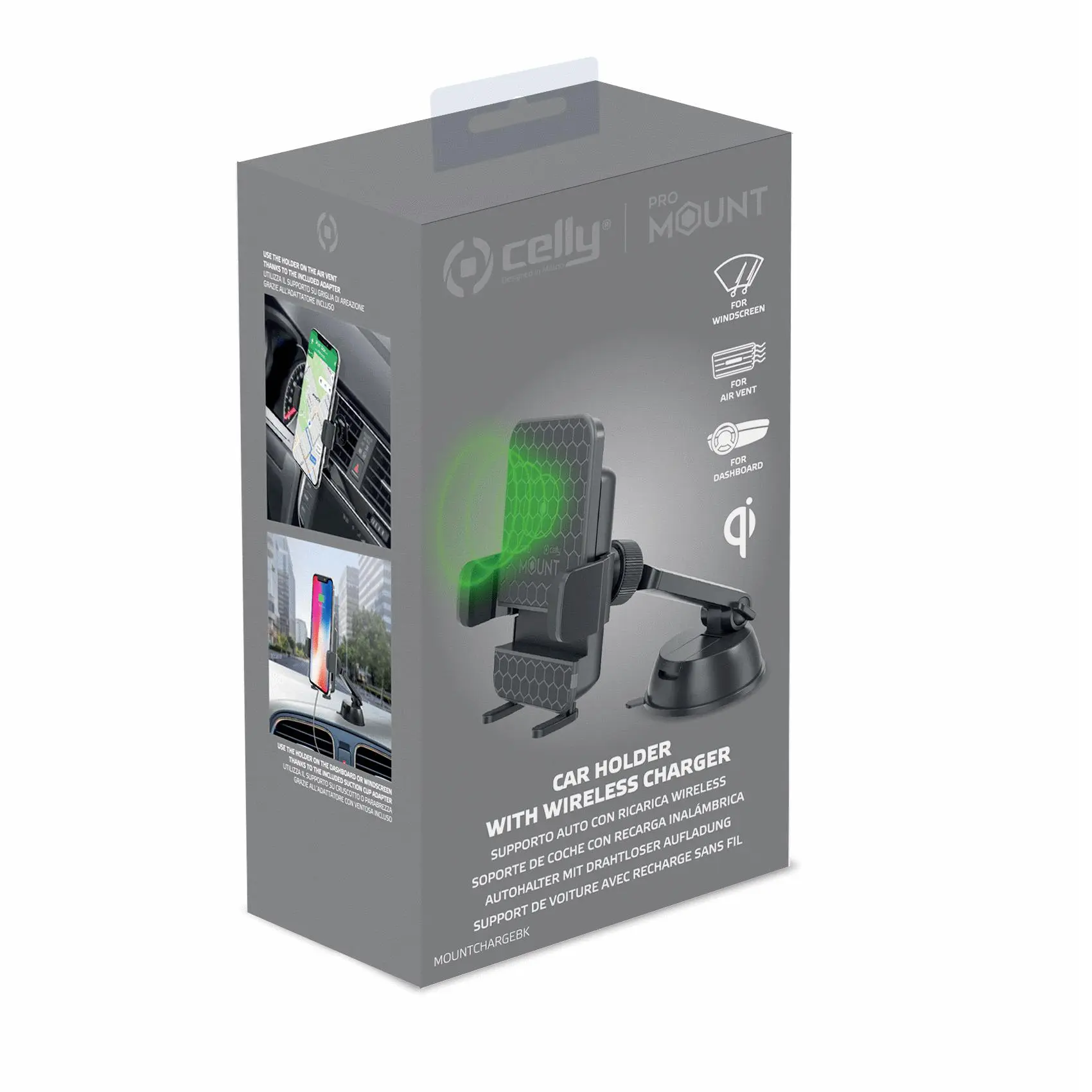 Soporte para teléfono con cargador Qi