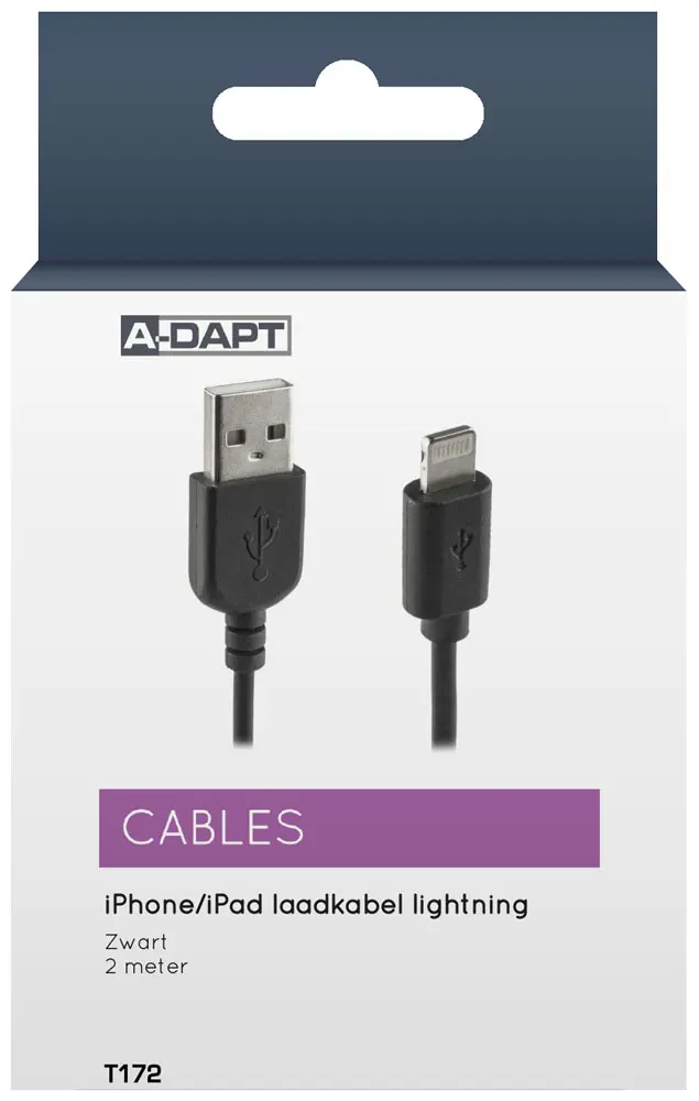 Cable de carga Apple lightning 2m negro