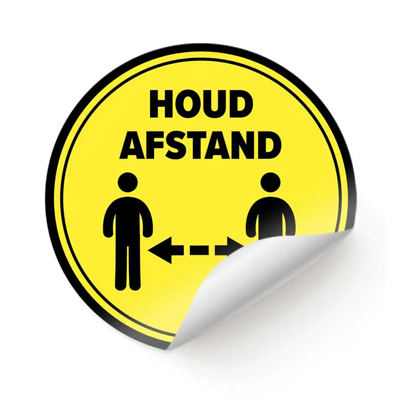 Fenster-/Bodenaufkleber rund gelb "Abstand halten
