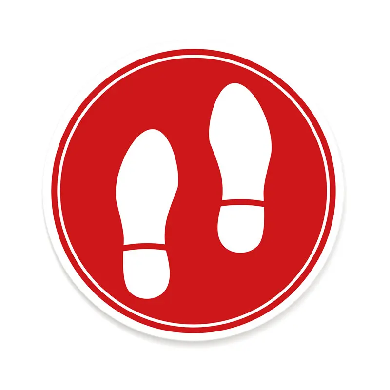Floor sticker round red "Footsteps"