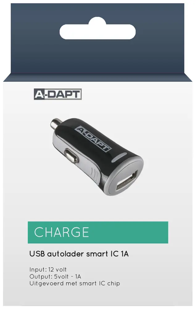 Chargeur de voiture 1xUSB Smart IC 2.4A noir