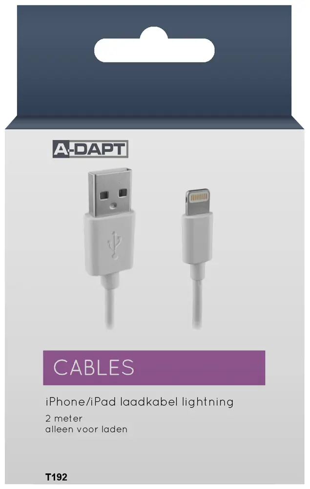 Cable de carga Apple Lightning 2m blanco