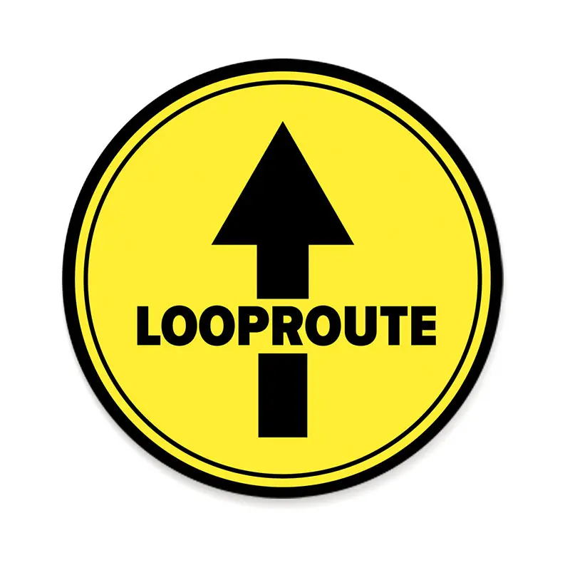 Floor sticker round yellow "Walking route"