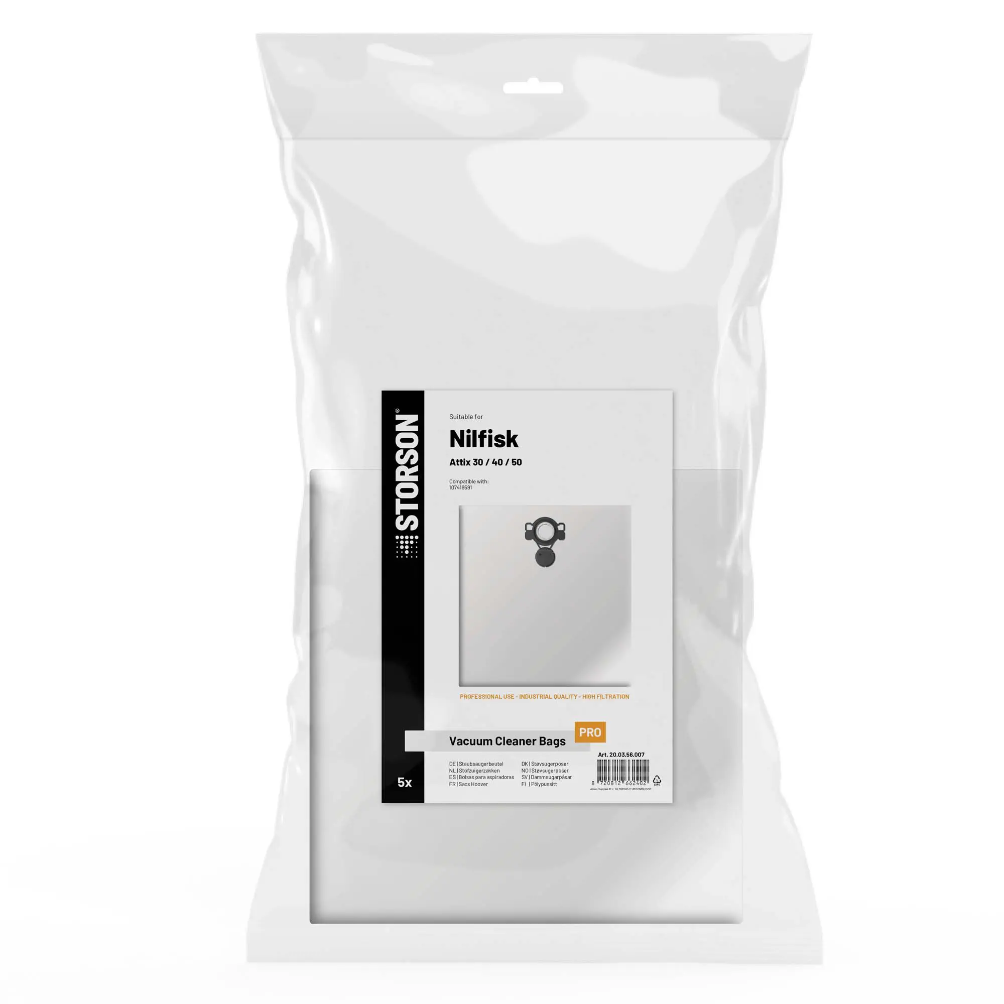 Bolsas para aspiradoras STORSON aptas para Nilfisk Attix series 30 / 40 / 50 PRO