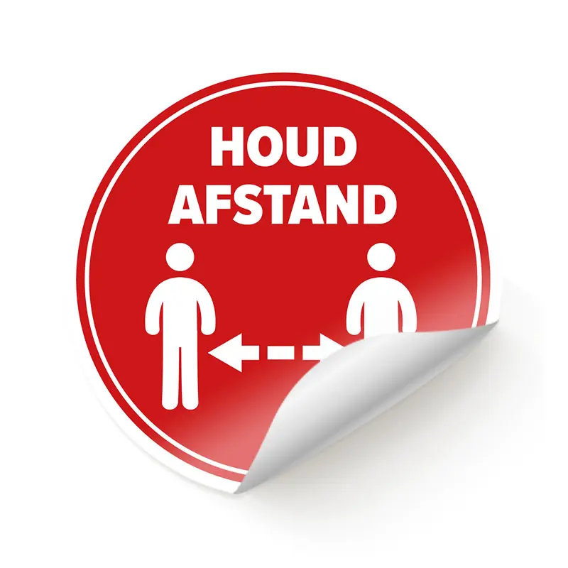 Fenster- / Bodenaufkleber rund rot "Abstand halten