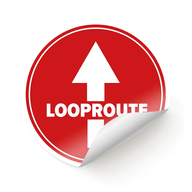 Bodenaufkleber rund rot "Spazierweg"