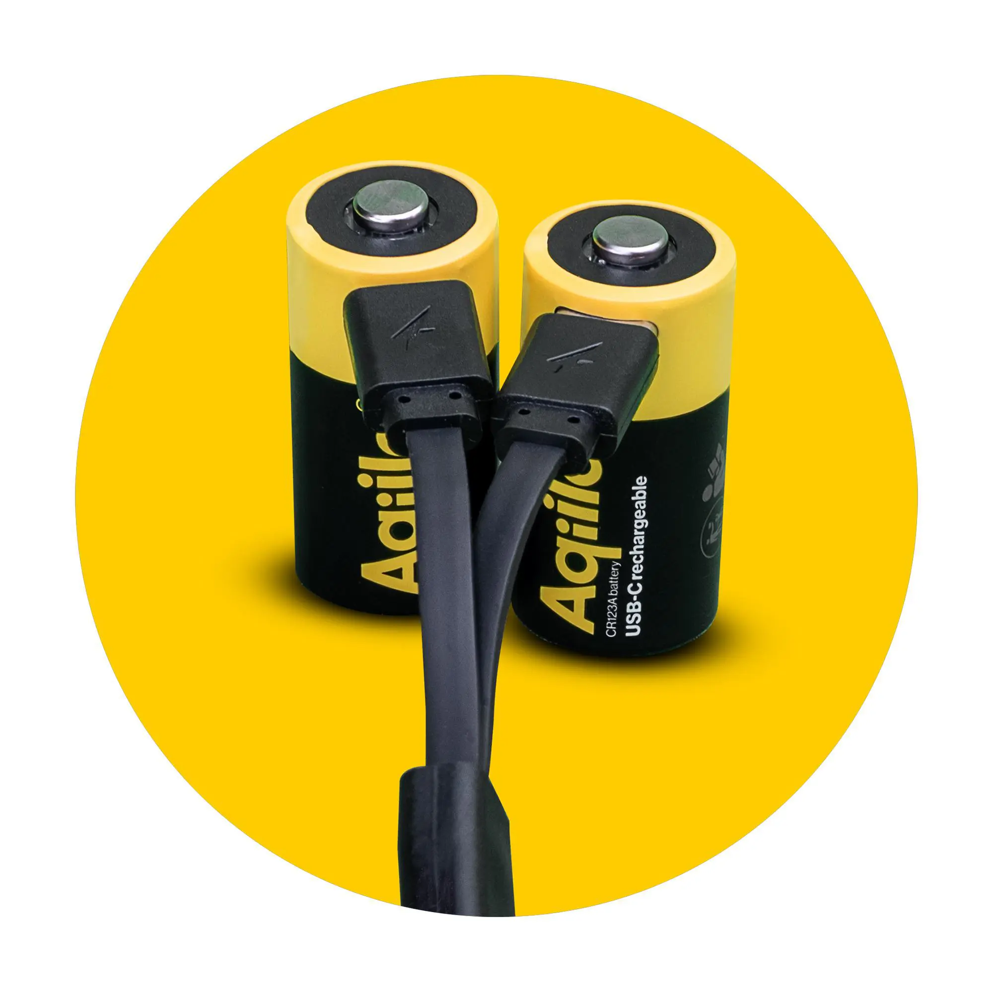 Aqiila CR123A Rechargeable Battery Aqiila USB-C 750 mAh Li-Ion 3V, 2-pack