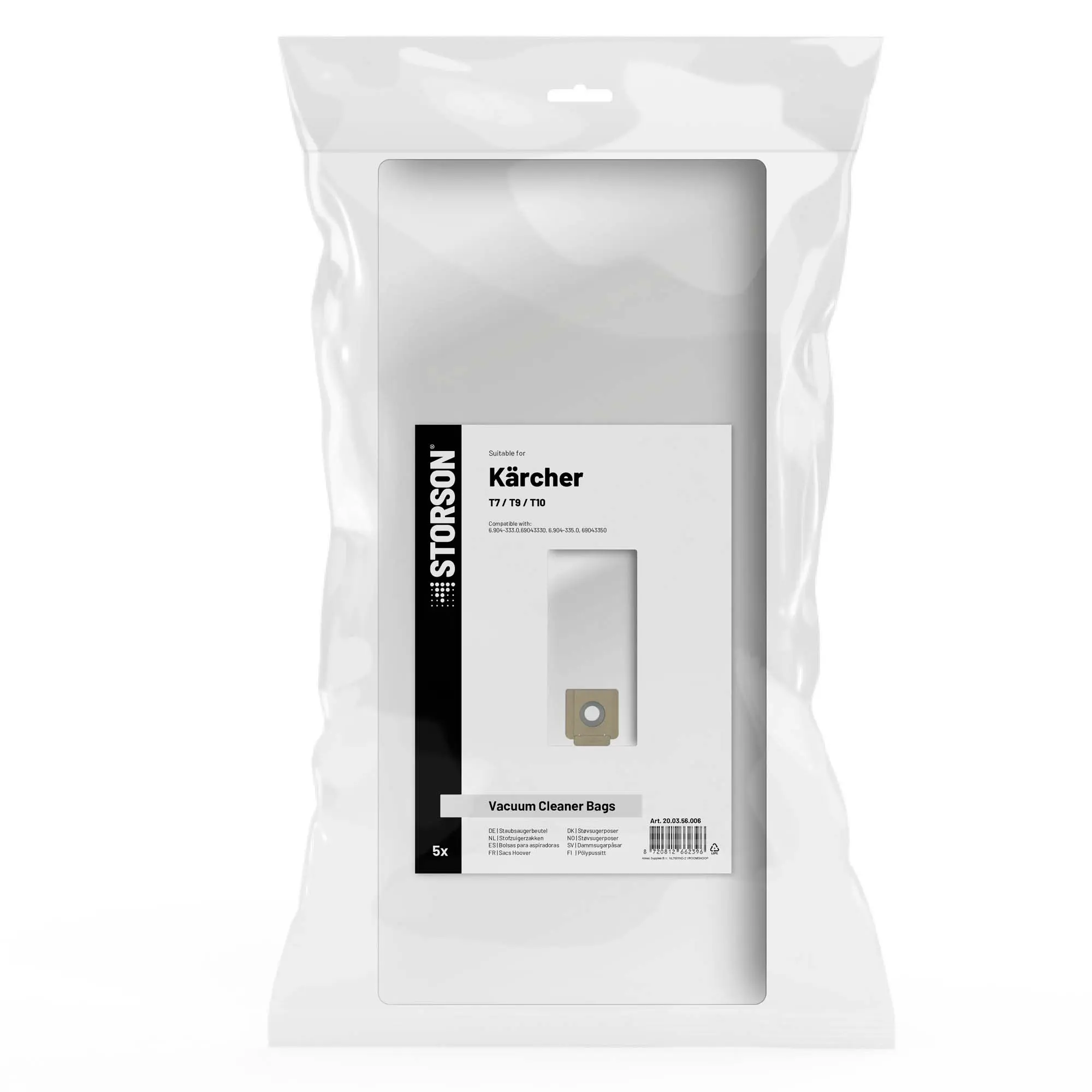 STORSON Vacuum Cleaner Bags suitable for Karcher T7 / T9 / T10 3-D