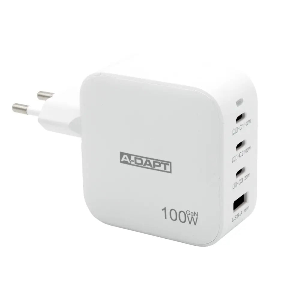 Home charger 100 W 3x USB-C PD USB QC 3.0 white