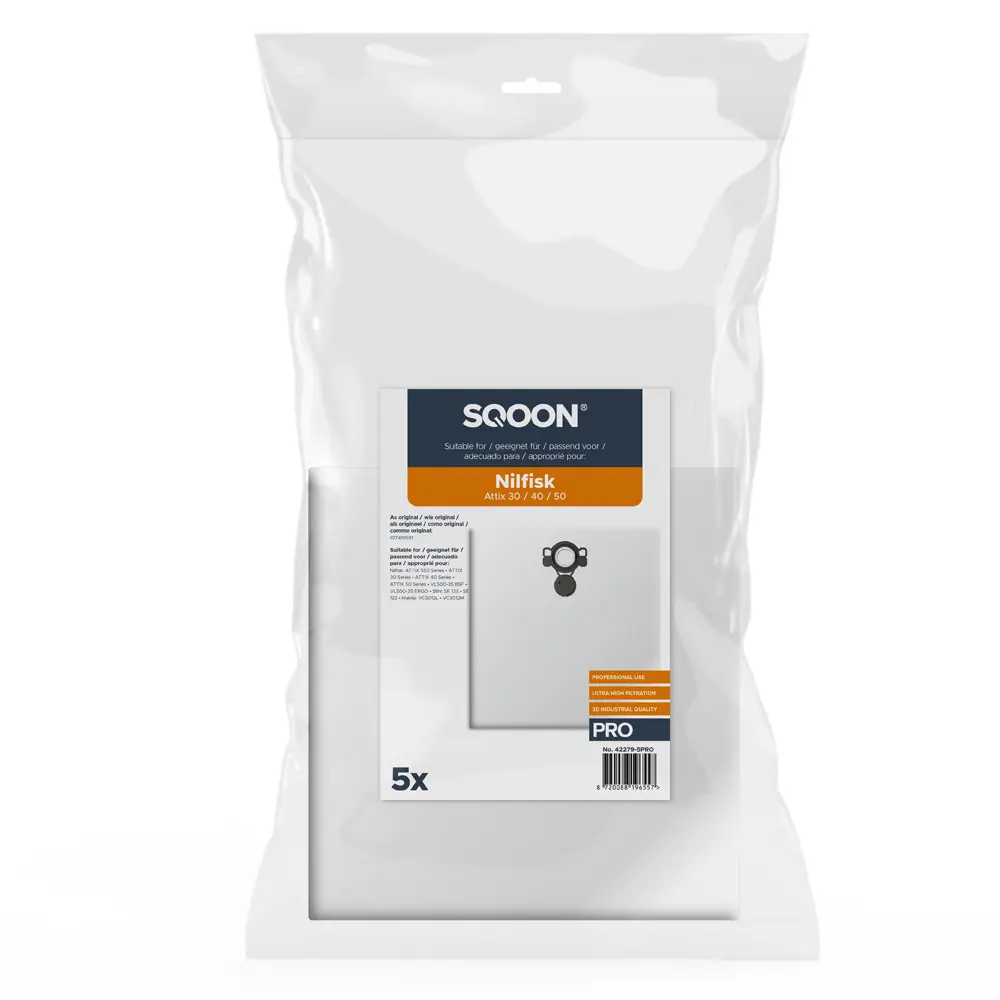 Sacs pour aspirateur SQOON adaptés aux séries Nilfisk Attix 30 / 40 / 50 PRO