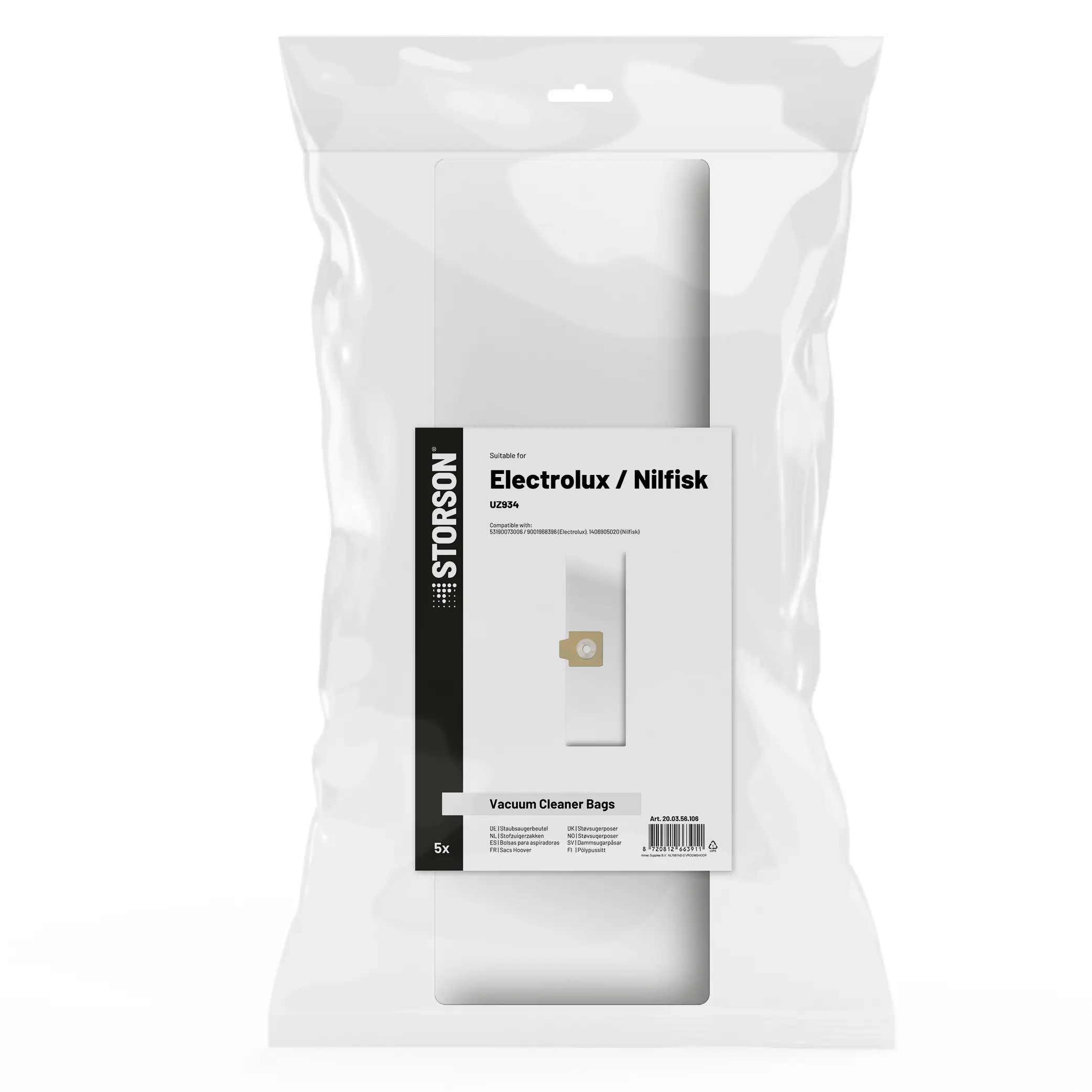 Bolsas para aspiradoras STORSON compatibles con Electrolux / Nilfisk UZ 934