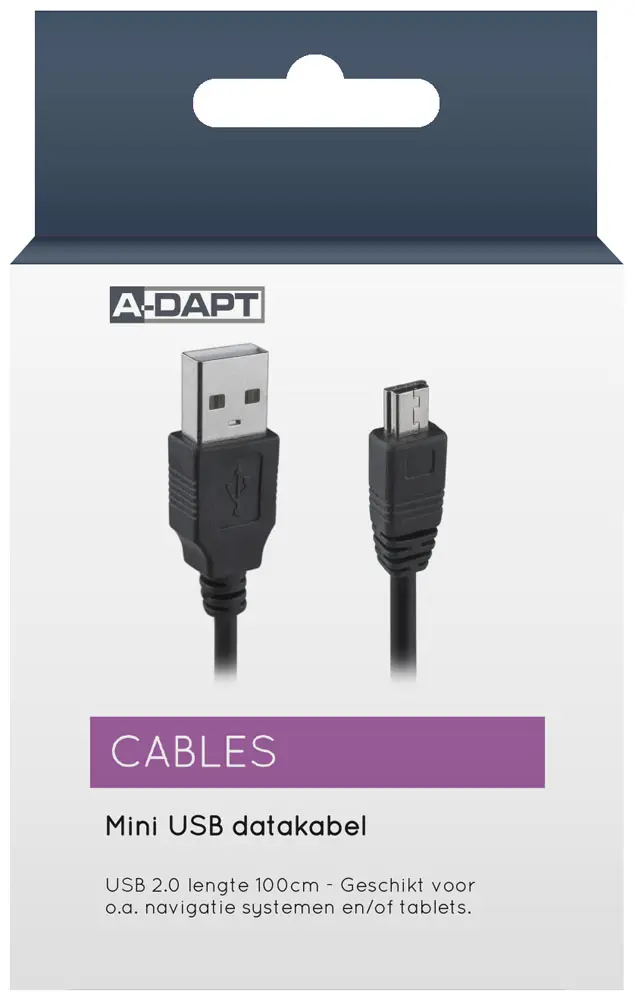 Data and charging cable Mini-USB black