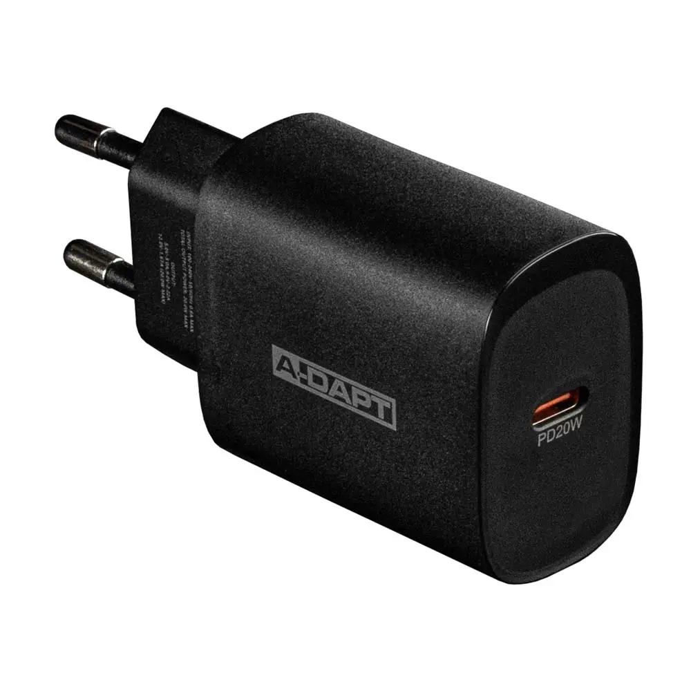 Chargeur domestique 20W 1x USB-C PD noir