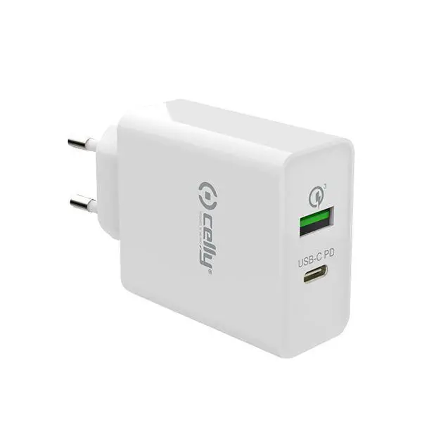 Home charger USB + USB-C PD 18W White