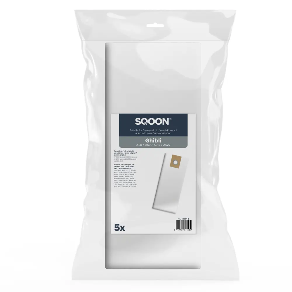 SQOON Vacuum cleaner bags suitable for Ghibli AS8 / AS 9 / AS27