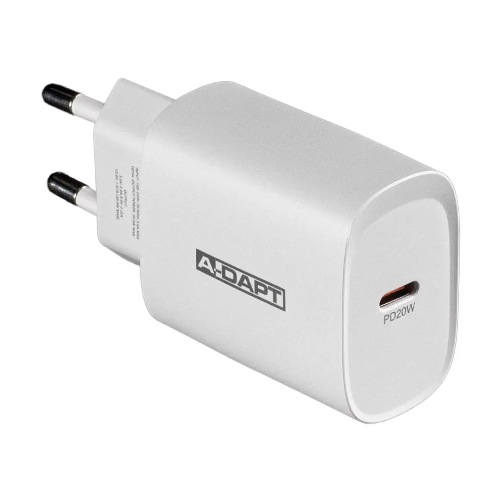 Chargeur domestique 20W 1x USB-C PD blanc