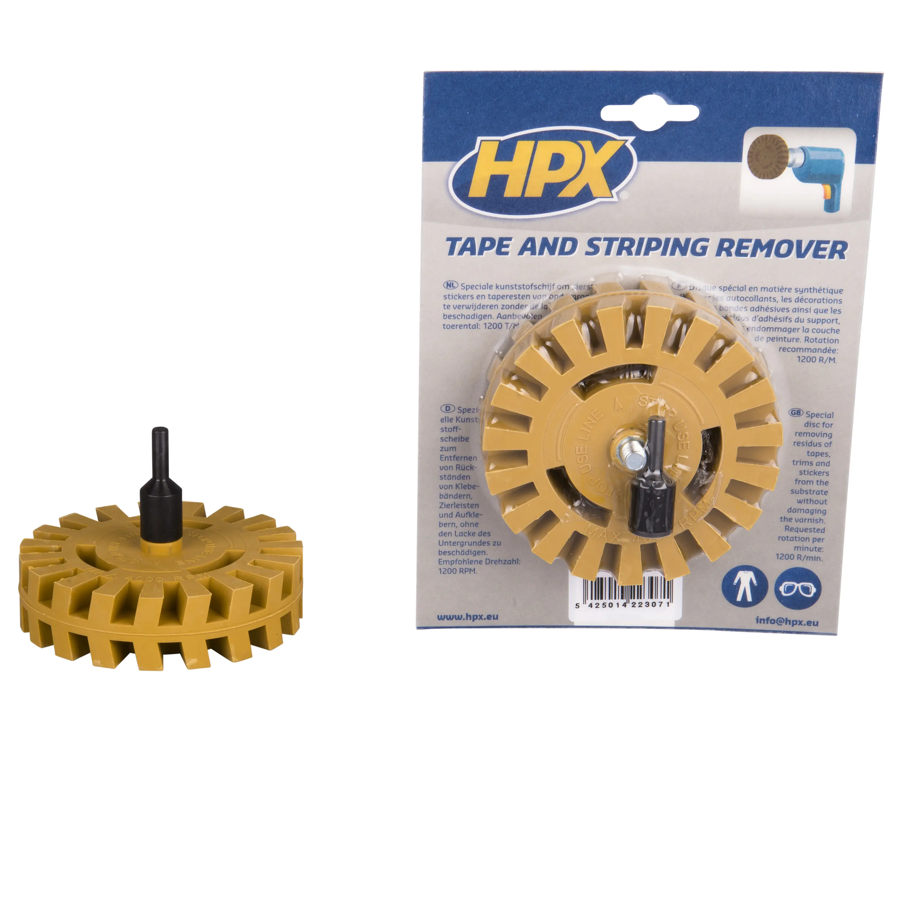 Tape & striping remover: schijf + as (groot)