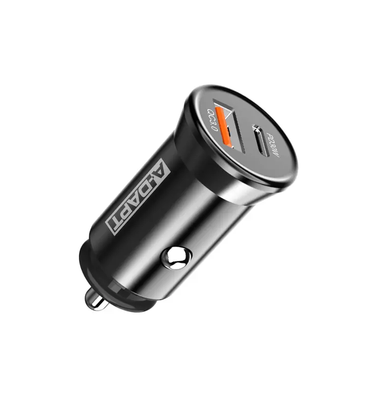 Car charger 1x PD3.0 30W + 1x USB QC3.0 18W black