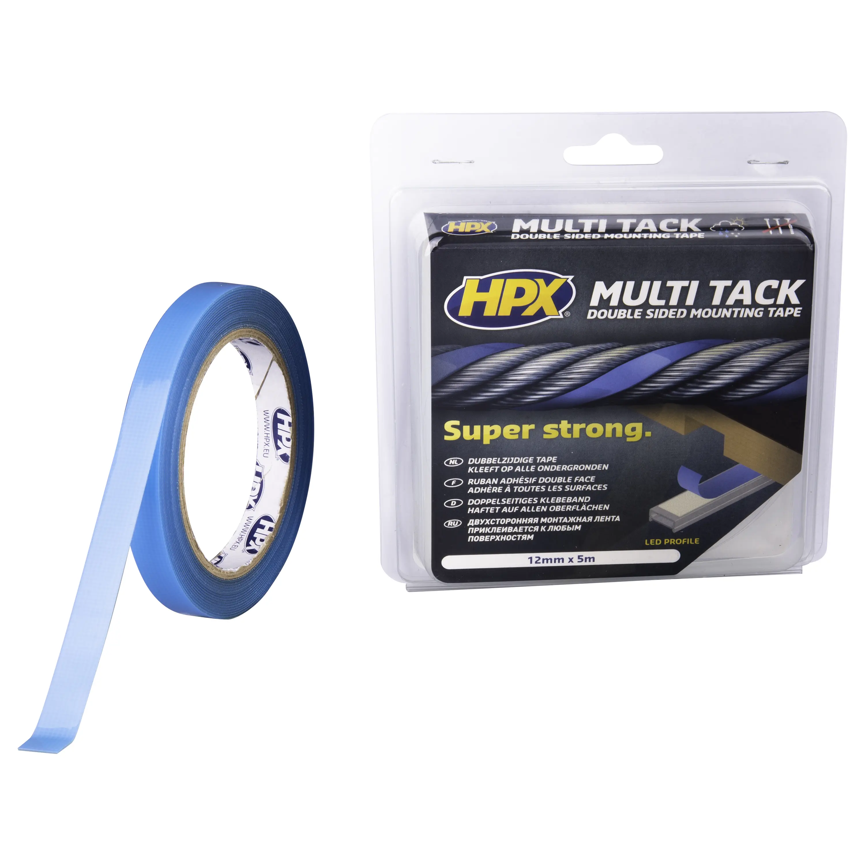 Double-sided Multi-tack tape - semi-transparent 12mm x 5m
