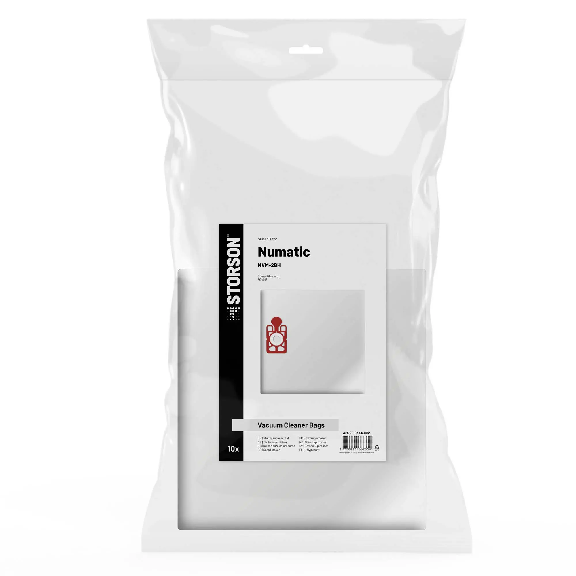 Bolsas para aspiradoras STORSON aptas para los modelos Numatic NVM 2BH 320-390