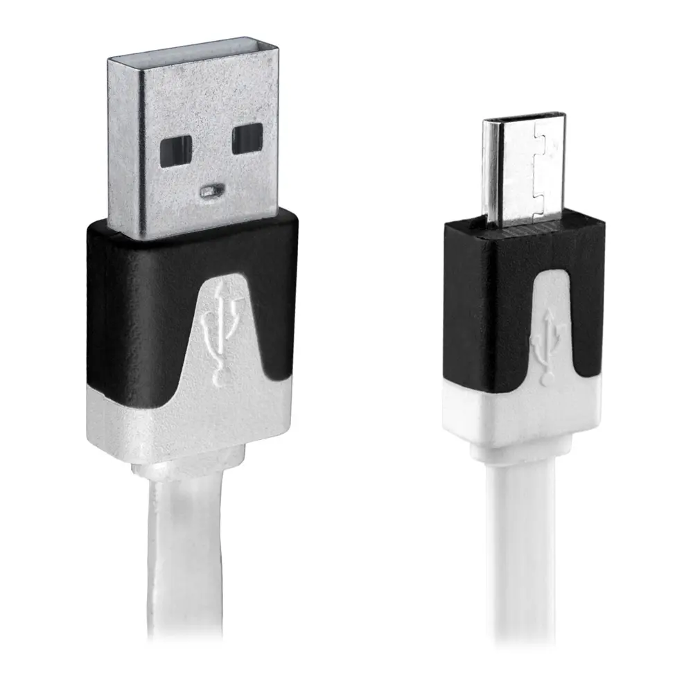 Cable de datos y carga Micro USB plano 1m blanco
