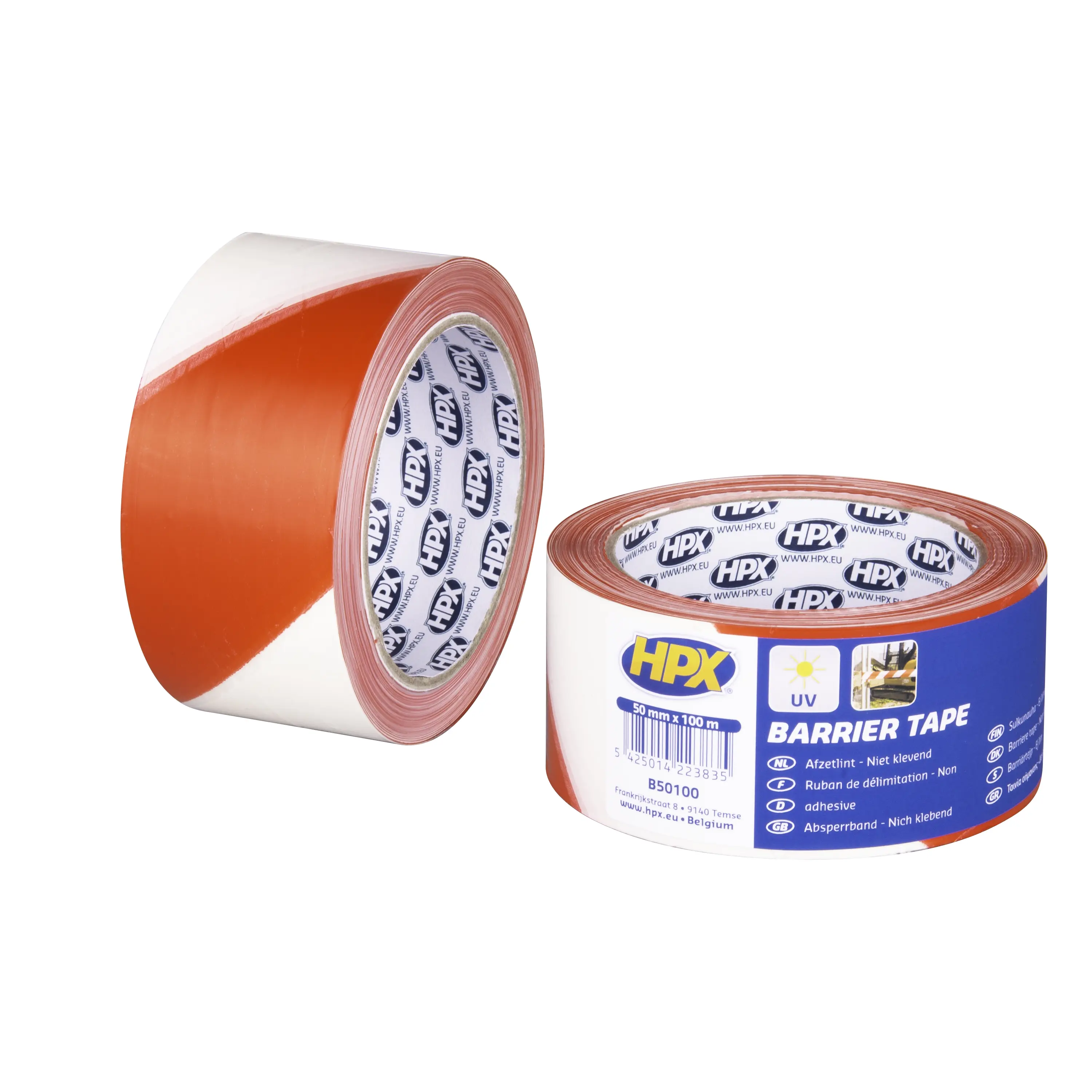 Barrier tape - white/red 50mm x 100m