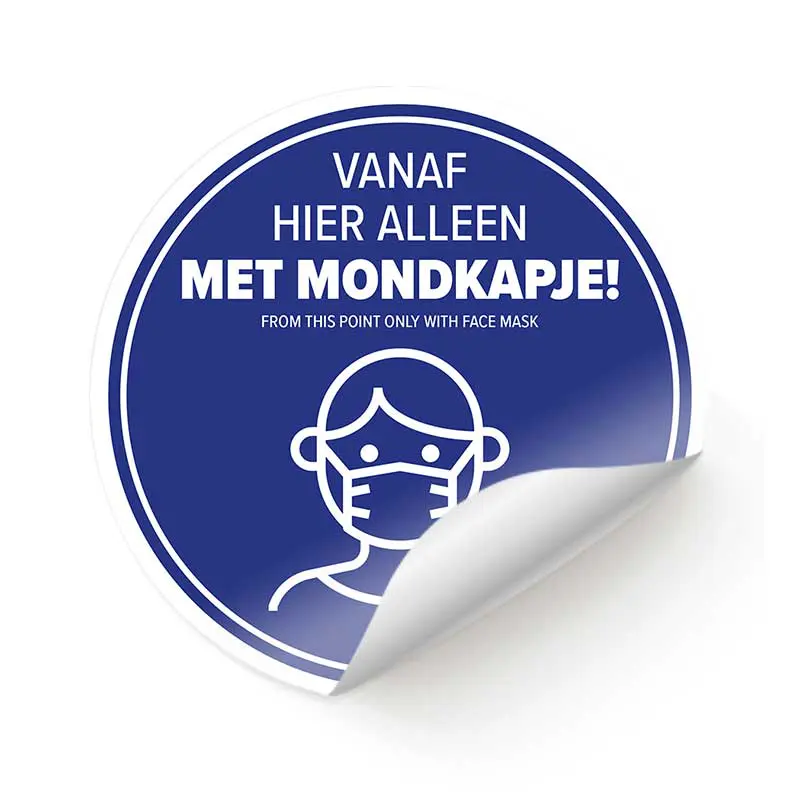 Fenster-/Bodenaufkleber rund blau "Mündungskappe erforderlich"