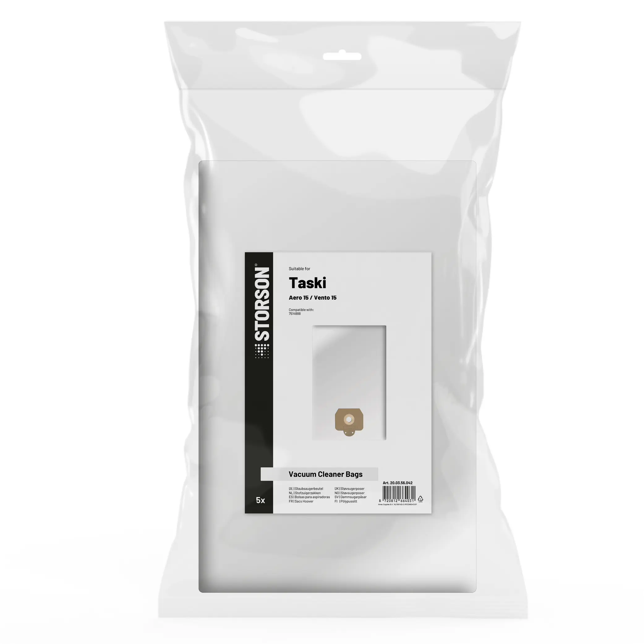 STORSON Vacuum Cleaner Bags suitable for the Taski Aero - Vento 15 series