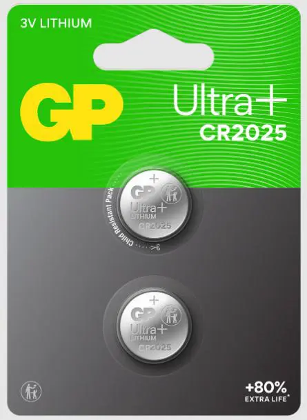 CR2025 GP Ultra Plus Lithium button cell 3V 2 pieces
