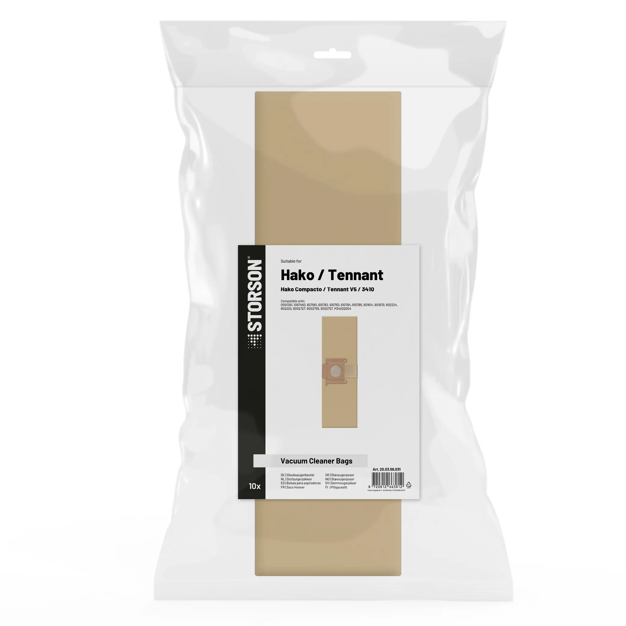 Bolsas para aspiradora STORSON aptas para Hako Compacto 9 / papel Tennant