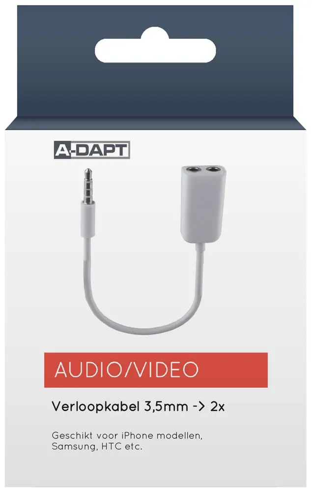 Verloopkabel 3,5mm - 2x 3,5mm wit