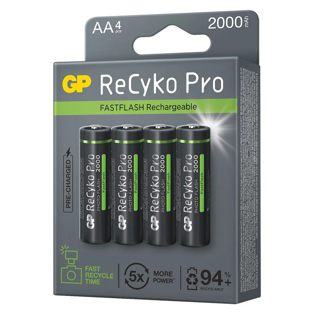 AA battery Rechargeable GP NiMH 2000 mAh ReCyko Pro Photoflash 1,2V (4 pcs)