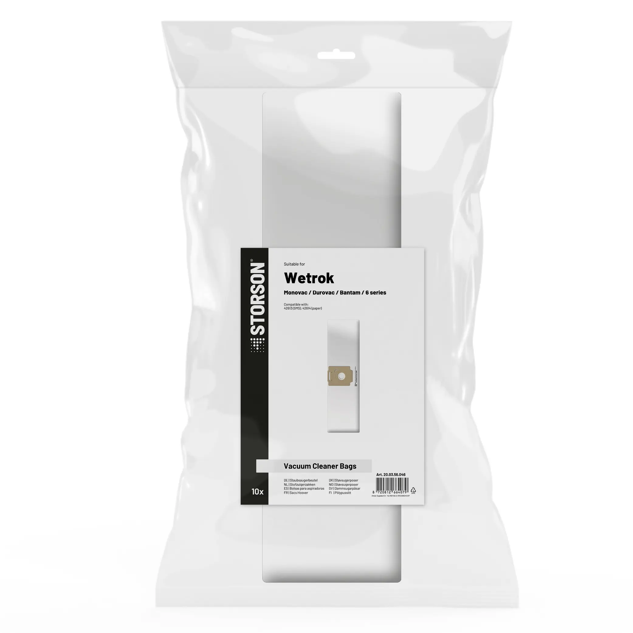 Bolsas para aspiradora STORSON compatibles con Wetrok Monovac (Comfort) y la serie Durovac 6