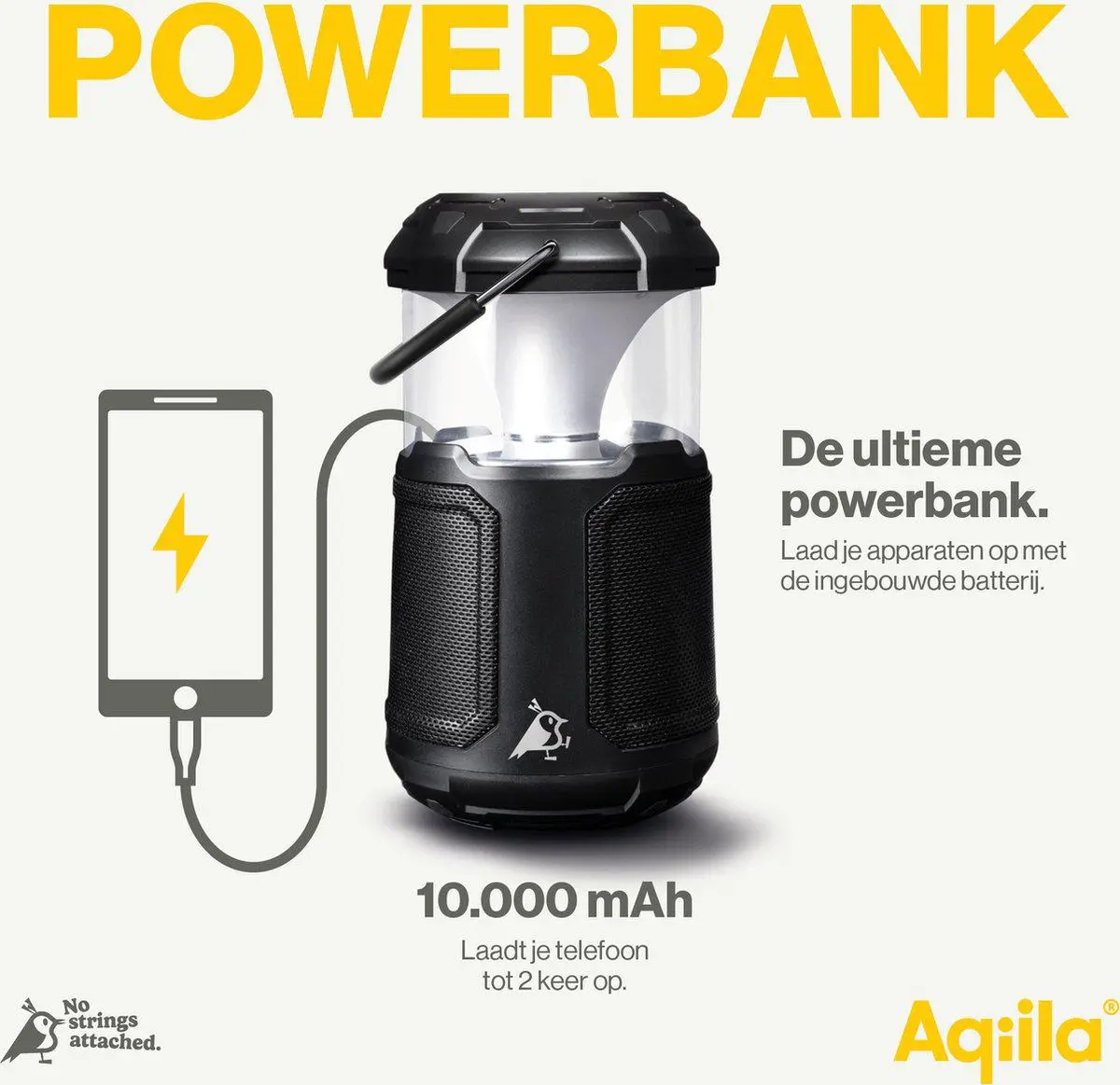 Aqiila Soundbird B10 3in1 Lamp, Speaker en Powerbank