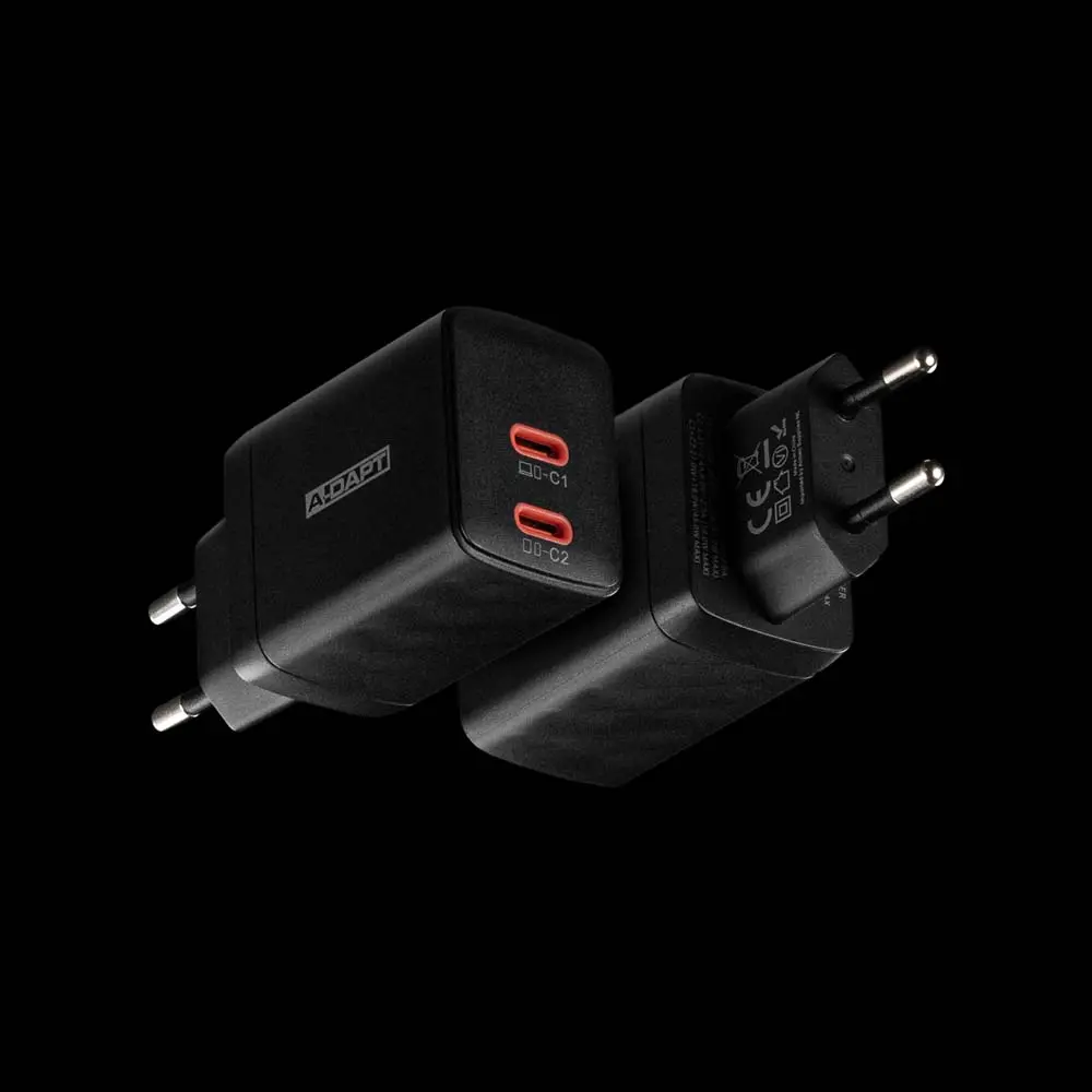 Home charger 45W 2x USB-C PD black