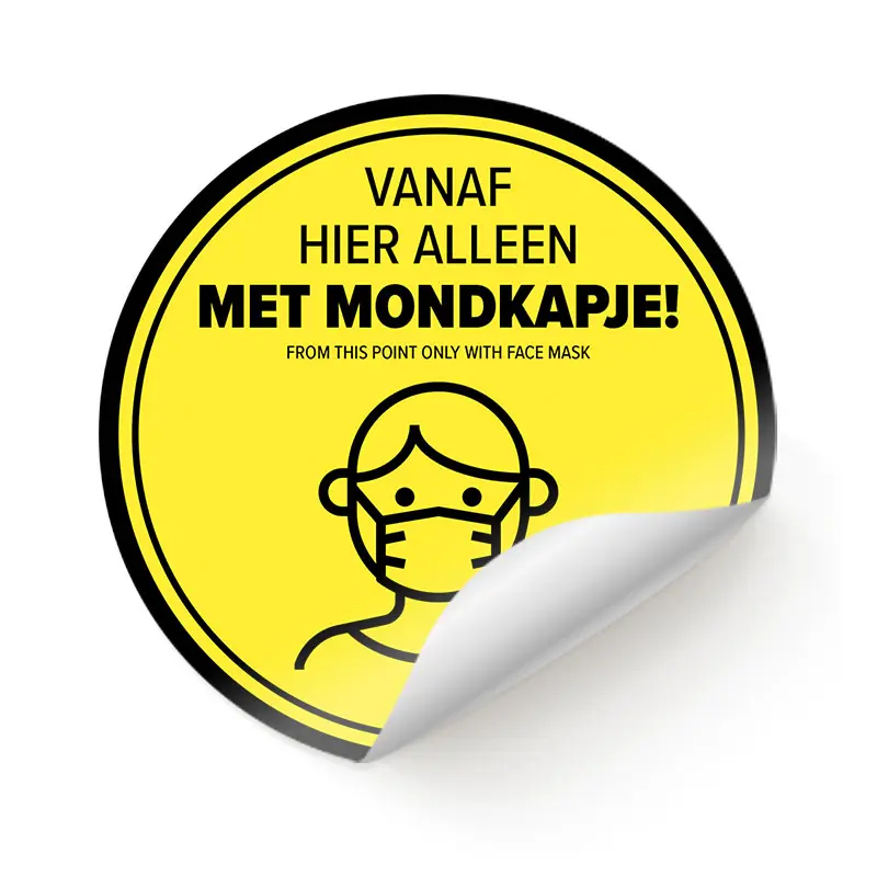 Fenster-/Bodenaufkleber rund gelb "Mündungskappe erforderlich"