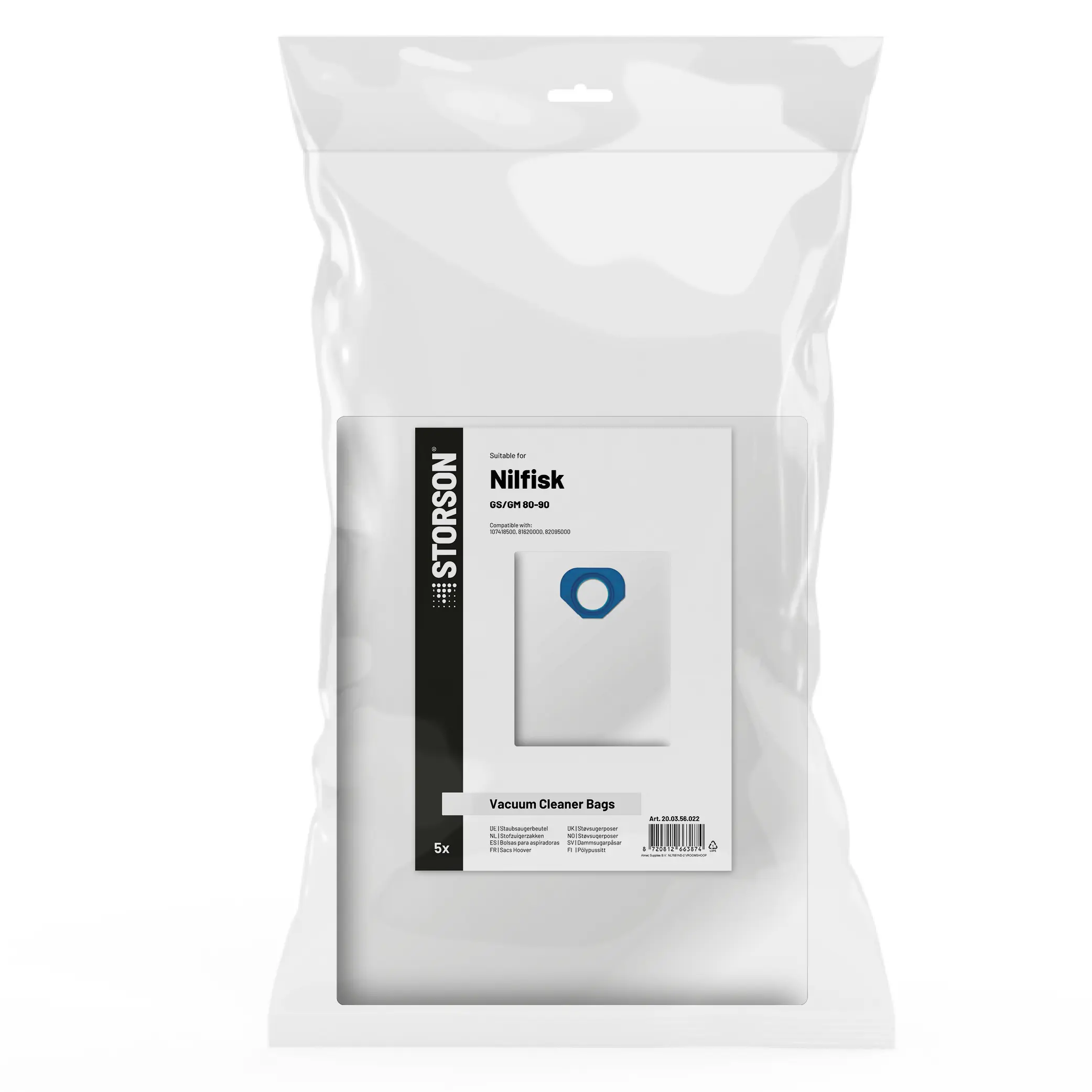Bolsas para aspiradora STORSON compatibles con Nilfisk GM80 / GM90