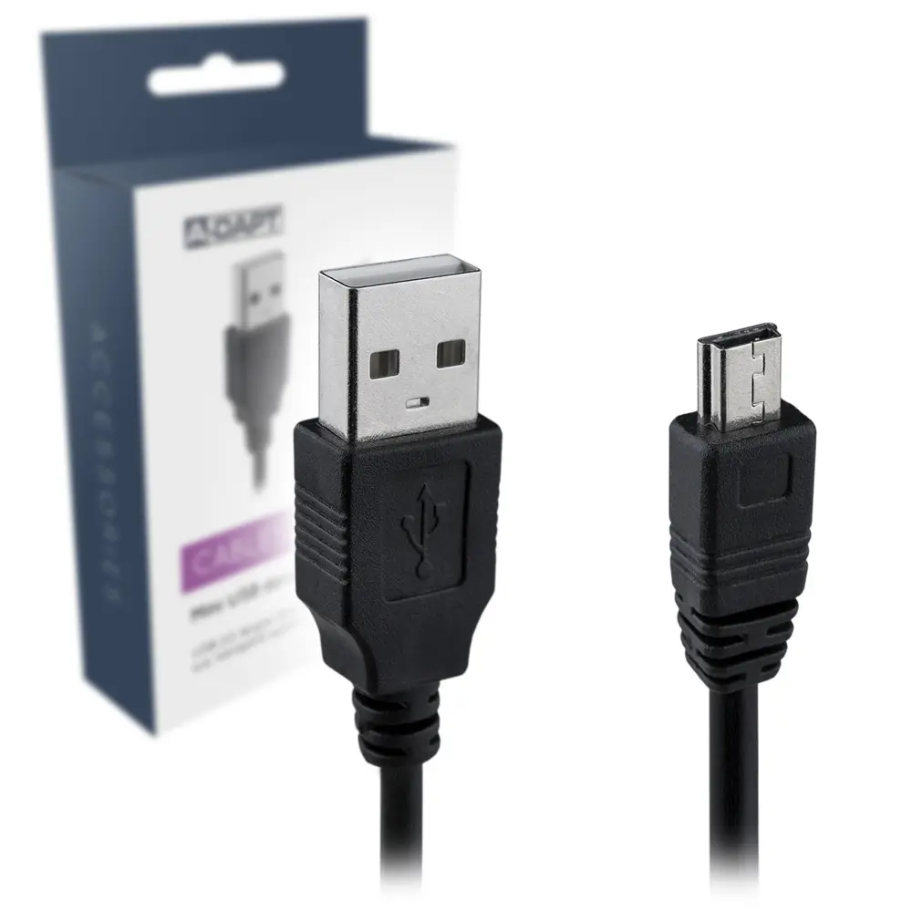 Cable de datos y carga Mini-USB negro