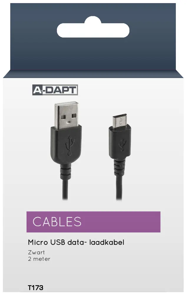 Cable de datos y cargador Micro USB 2m negro