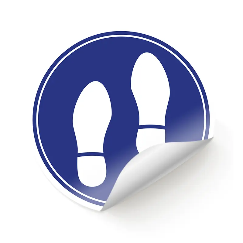 Bodenaufkleber rund blau "Footsteps"