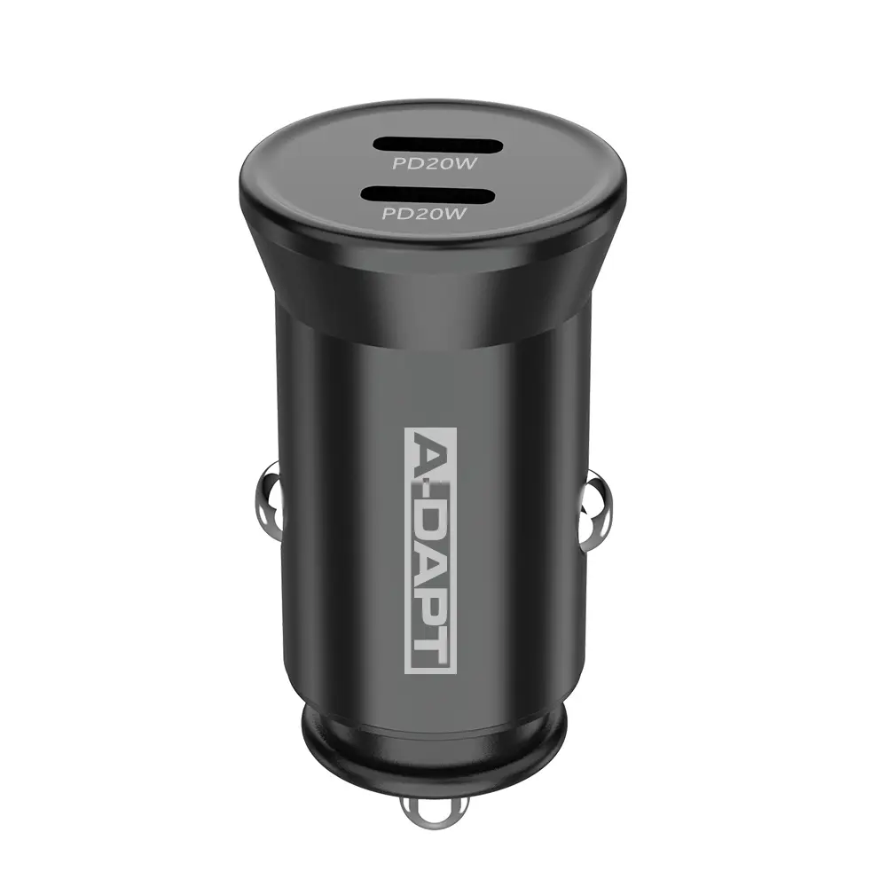 Autolader 2x USB-C Power Delivery 40W zwart