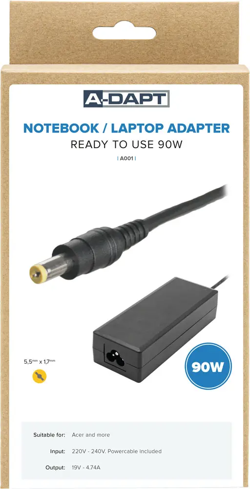 Laptop power supply with original plug including Acer