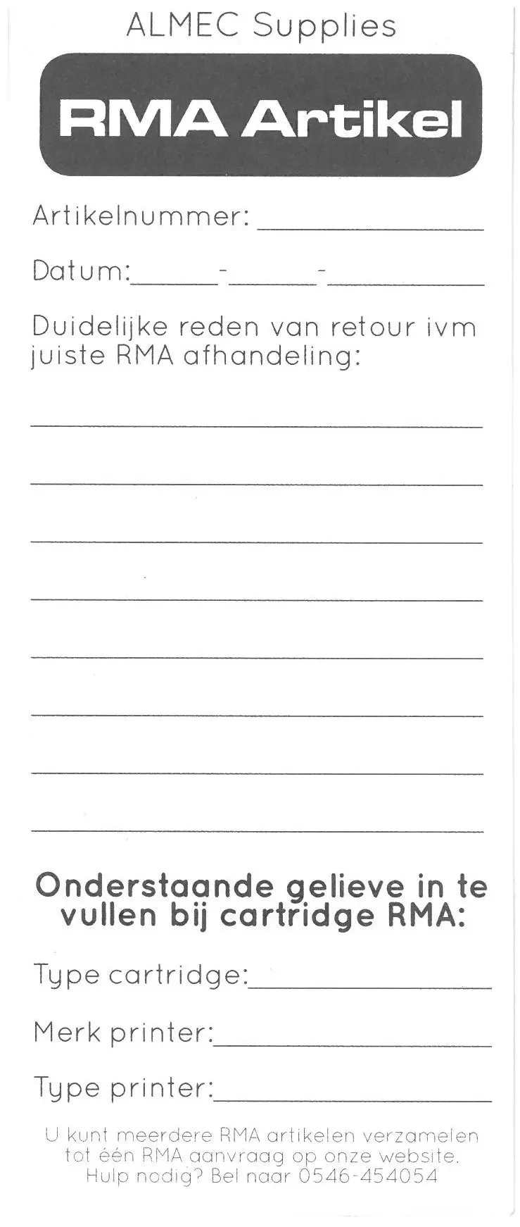 RMA notepad