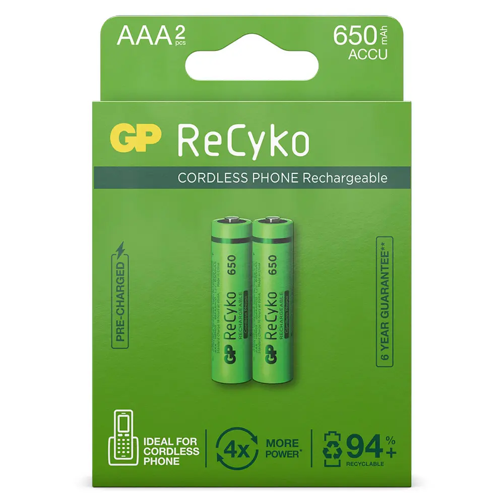 AAA battery Rechargeable GP NiMH 650 mAh ReCyko 1,2V (2 pcs)